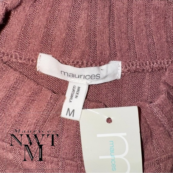Maurices Sweater NWT Pink Brown Ribbed Mock Neck Shoulder Cut Out Long Sleeve M - Picture 8 of 16
